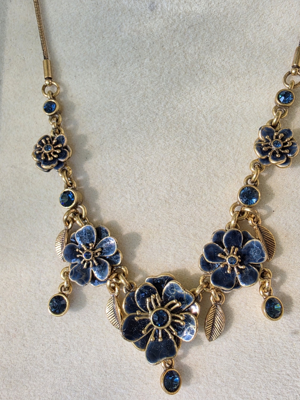 Pilgrim Gold-tone Necklace with Blue Floral Charms